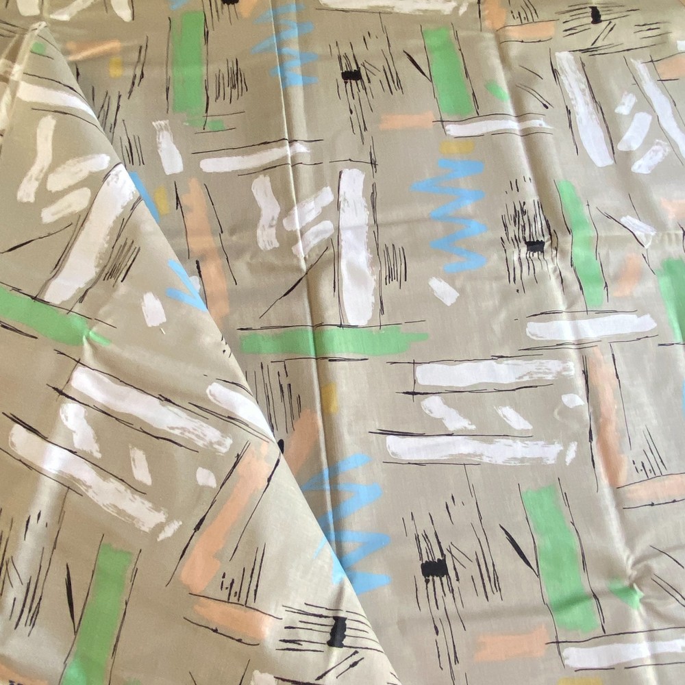 BTY 1980s Abstract Fabric Pastel Taupe Cotton Cranston Print Works
