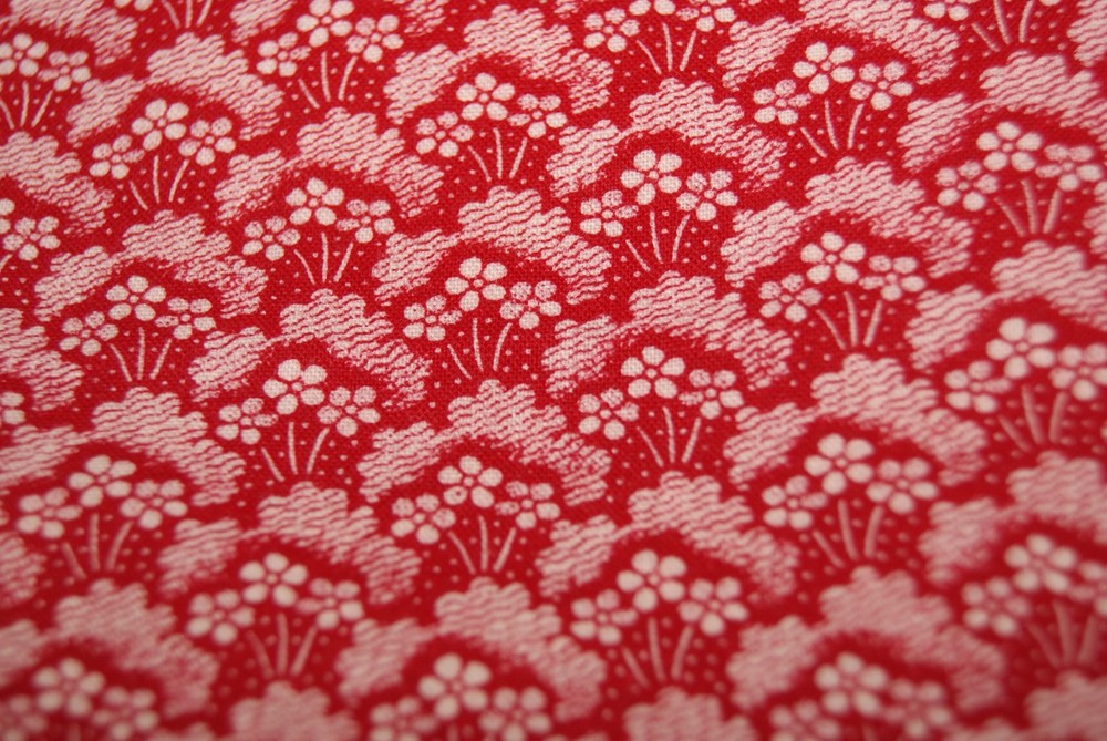1 Yd Aunt Grace Judie Rothermel Marcus Bros Red Flowers Quilt Top Fabric