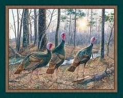 Wild Turkey Wildlife Quilt Top Wall Hanging Panel Fabric