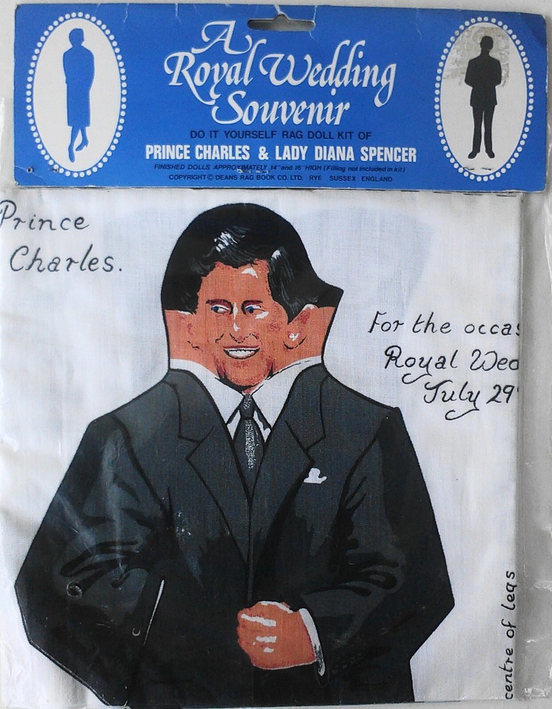 A Royal Wedding Souvenir Prince Charles Lady Diana Fabric Dolls (1981) Sealed