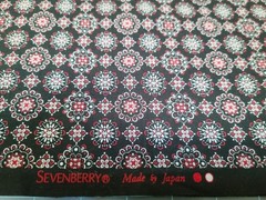 Robert Kaufman Fabric Sevenberry Bandana red & white designs on black 60″x43″
