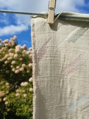 Beige Streaked Pink Mauve Green 1990s Upholstery Fabric Thick 55×37