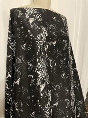 100% Silk Twill Black White Abstract Snake Skin Luxury Fabric By The Yard 54″ W