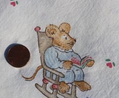 LOT 2 Yards VINTAGE Juvenile Fabric Country Mice & Hearts Princess Fabrics, Inc.