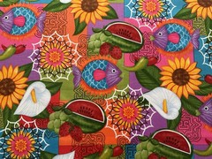 fabric Butterfly Flower Fish By M, Liss 43″ X 50”BTY 966