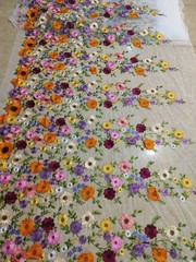 2 yards 3D tulle lace fabric with embroidered flowers for bridal gown, veils