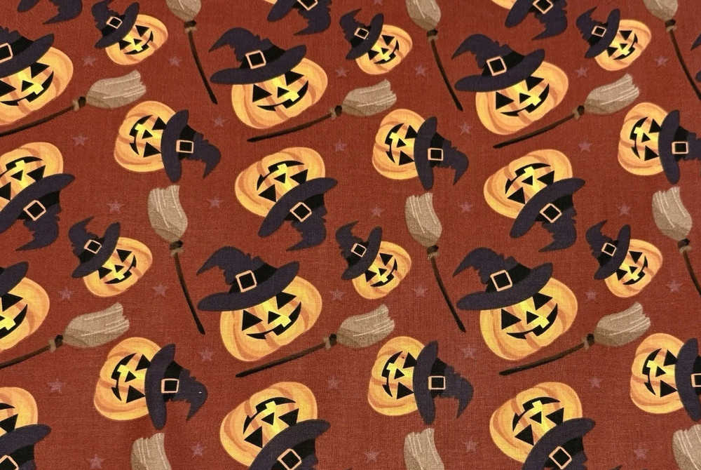 Fall Halloween “Smiling Pumpkin” – MDG FABRICS – Fat Eighth: 9″ x 21