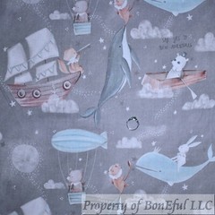BonEful Fabric FQ Cotton Quilt Blue Sky Sea Ocean Vacation Hotel Relax Sign SALE