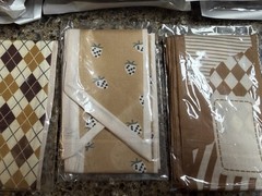 11 Sets 5 Fabric Pieces Beige/Brown/White/Black Floral Argyle Stripe X004TAEPE5