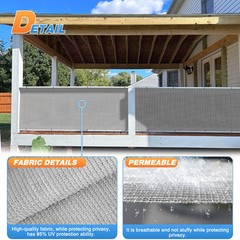 6′ Fabric Roll Sun Shade Cover Fence Screen Patio Balcony Yard Gray 151-300ft