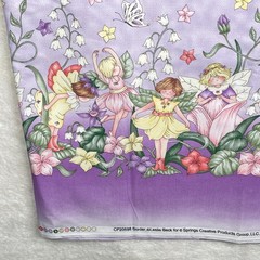 Leslie Beck Border Fabric Fairies Flowers Purple Springs Creative 2yds 34″ x 44