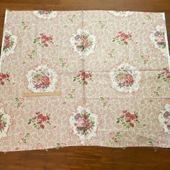 1.2 YD Vintage Floral Flourish Polished Cotton Decor Fabric Beige Cyrus Clark