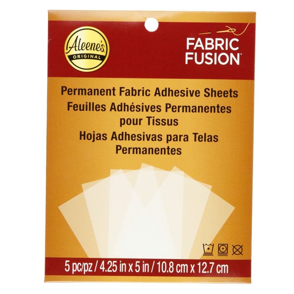 Aleene’s Fabric Fusion Clear Adhesive Sheets No Sew Machine Washable 5 Pack