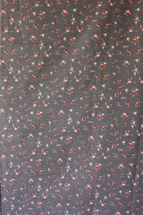 Vintage Charcoal Rose Ditsy Fabric 3 Yards Cotton Blend 49×108″ Cottage Floral