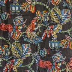 Black, Red, Green Printed Cotton Fabric by the Yard, 1 Yard Black Cotton Fabric