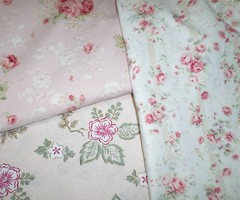 Vintage Jo-Ann Fabric Quilt Sewing Roses Pink Peach Ivory Floral Cotton Lot