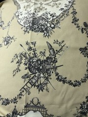 Wesley Hall Fabric French Jacobean Square Fleur De Lis Toile Luxury Fabric VTG