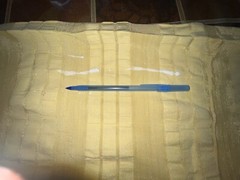 2.8ydX63″W yellow silky rayon-y synthetic wide shadow stripe seersucker fabric