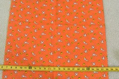 By 1/2 Yd, Vintage, Halloween-Theme Ghosts & Bats on Orange Quilt Cotton, V640
