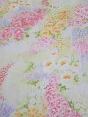 Floral Cotton Fabric Made in Japan Pink Green Orange Lavender 3.5 + Yards Spring