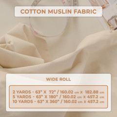 100% Cotton Muslin Fabric by the Yard – Natural Unbleached, Medium Weight Sewing