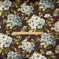 Mill Creek Floral Cotton COFFEE Brown Teal Drapery Curtain Pillow Fabric BTY