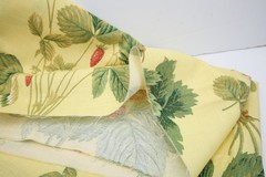 Vtg Yellow w/ Strawberries Decorator Fabric Richloom 1998 Approx 55″x37″ Craft