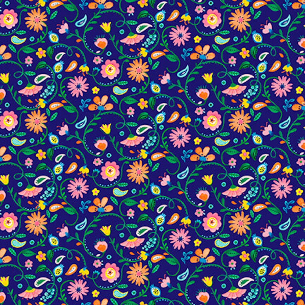 Blank Quilting 9981-77Florabelle Mini Floral Navy Cotton Fabric by The Yard