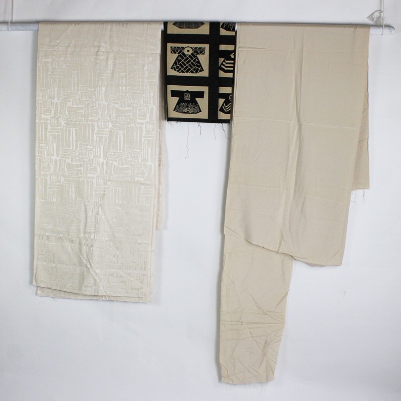 3 Piece Fabric Lot in Black and Beige 7+ Yards Total