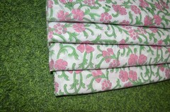 7 Yard Hand Block Floral Print Fabric 100%Cotton NO TARRIF CHARGES 100%✅ZK_234