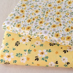 12 DIY Sewing Crafts Yellow Floral Cotton Quilting Fabric Squares Bundle Scraps