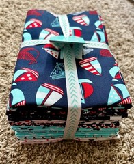 10 Yards Lily & Loom Nautical Quilt Fabric Lot Sailboats Anchors Coastal Cotton