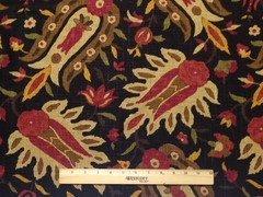 RICHLOM PRANZO RAVEN BLACK FLORAL LEAF MULTIPURPOSE LINEN FABRIC BY YARD 54″W