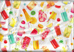 100% cotton novelty fabric “Summer Fruit Drinks” by Springs Creative