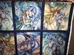 Fabric Unicorns Fantasy Wild Morningmoon Cotton 21″x24″ 4 Square Panel KAUFMAN