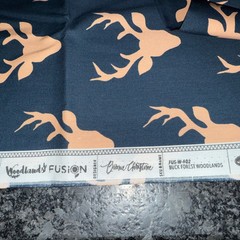 1-1/2 Yds Buck Forest Woodlands FUS-W-602 Fabric by Woodlands Fusion Deer, Blue