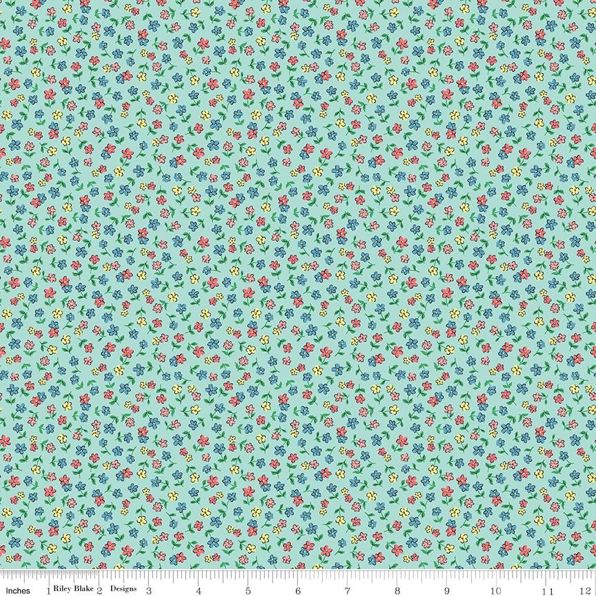 Playtime 1930s Fabric, Reproduction Feedsack Fabric, Quilting Fabric, Riley Bla