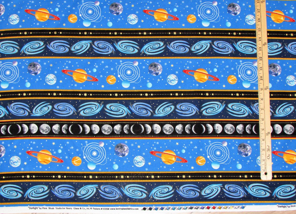 Starlight Solar System Outer Space Planets Stripe Fabric by the 1/2 Yard #1035M