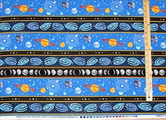 Starlight Solar System Outer Space Planets Stripe Fabric by the 1/2 Yard #1035M