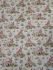 Hobby Lobby Fabric Rabbits Floral Cotton 114×44 Easter Theme Bunny Sewing