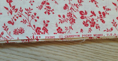 3 YDS Cotton Fabric Vintage VIP Cranston USA Red Floral Vines Butterfly on White