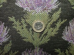 Scottish Thistle Curtain Fabric Black And Violet Upholstery Cushion Jacquard