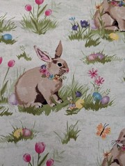 Hobby Lobby Fabric Rabbits Floral Cotton 114×44 Easter Theme Bunny Sewing