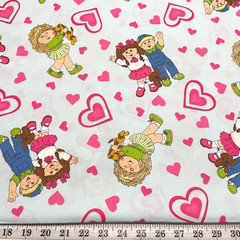 2005 Cabbage Patch Kids & Hearts Blue Cotton Fabric by the HALF YARD 18″ x 44″