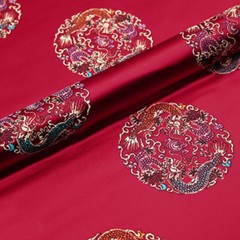Silky Satin Fabric Chinese Floral Dragon Jacquard Brocade Upholstery Tang Suit