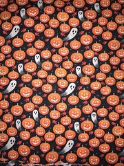 2 Yards Johnny Yanok Ghosts & Pumpkins Black Retro Halloween Cotton Fabric Joann