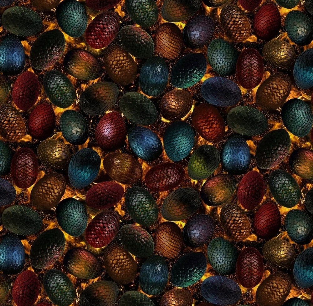 Dragon’s Lair by Timeless Multicolor Dragon Eggs Cotton Quilt Fabric by Yard