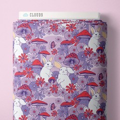1/2 Yard Organic Cotton – Forest Friends | Mushroom Bunnies by Cloud9 Fabrics