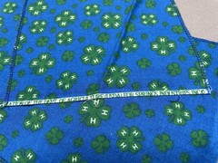 Vtg 4-H Club FABRIC Clover Quilt Home Farm Handkerchief Blue 4.75 Yds Springs