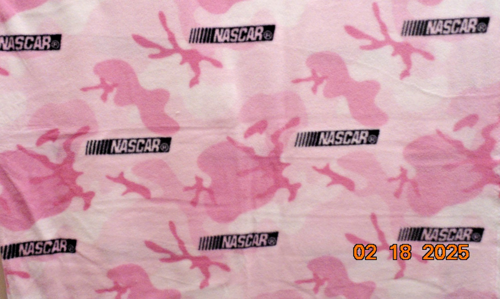 NASCAR PINK CAMO FLEECE Fabric SPRINGS CREATIVE 2PCS – 39″L X 60″w + 25″L x 60″W
